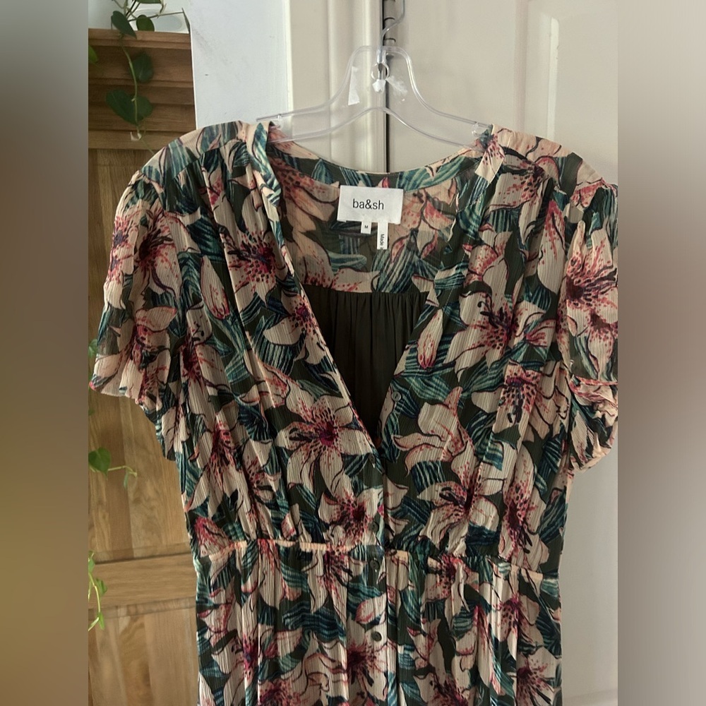🎀 NEW BA&SH Brook Floral Print Midi Shirt Dress Medium - Picture 6 of 14